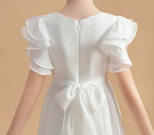 A-Line Girl Dress Children Chiffon Junior Bridesmaid Dress with Ruffle Flower Girls Dresses for Wedding PY0994