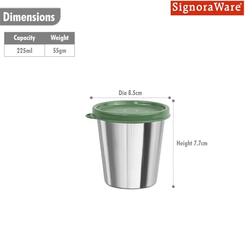 Image of SignoraWare Bitsy Stainless Steel Container /Tumbler | Airtight & Leakproof | Compact, Durable & Stylish Storage | Ideal for School, Office & Outdoor Use (225ml | Egreen)