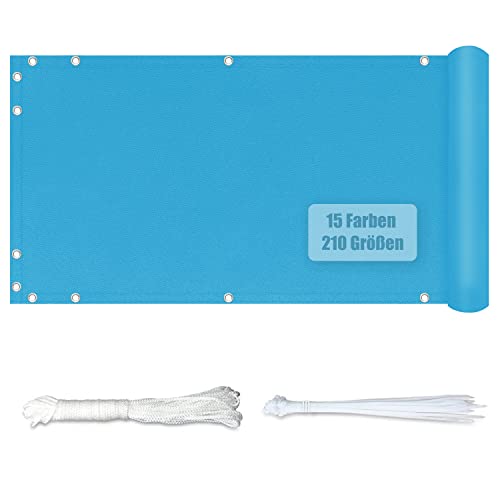 KUZRZNH Balkonabdeckung, 120x1000CM Balkonumspannung Balkonabdeckung mit Ösen, Wasserdicht Blickdichte Wind- und UV-Schutz Balkonverkleidung für Terrasse & Zaun, Blauer See