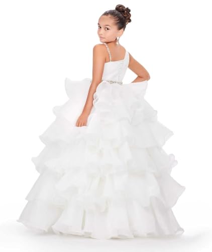 Girls Beaded Miss National Pageant Dresses Ruffled Pleat Rhinestones Kids Children 1st Pageant Dress2