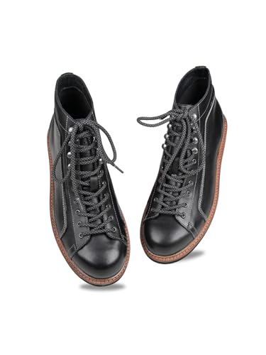 Image of Ezok 4001 Men's Leather Lace-Up Boots | Comfortable Ankle Boots | Lightweight Anti-Slip Casual Boots for Everyday Wear