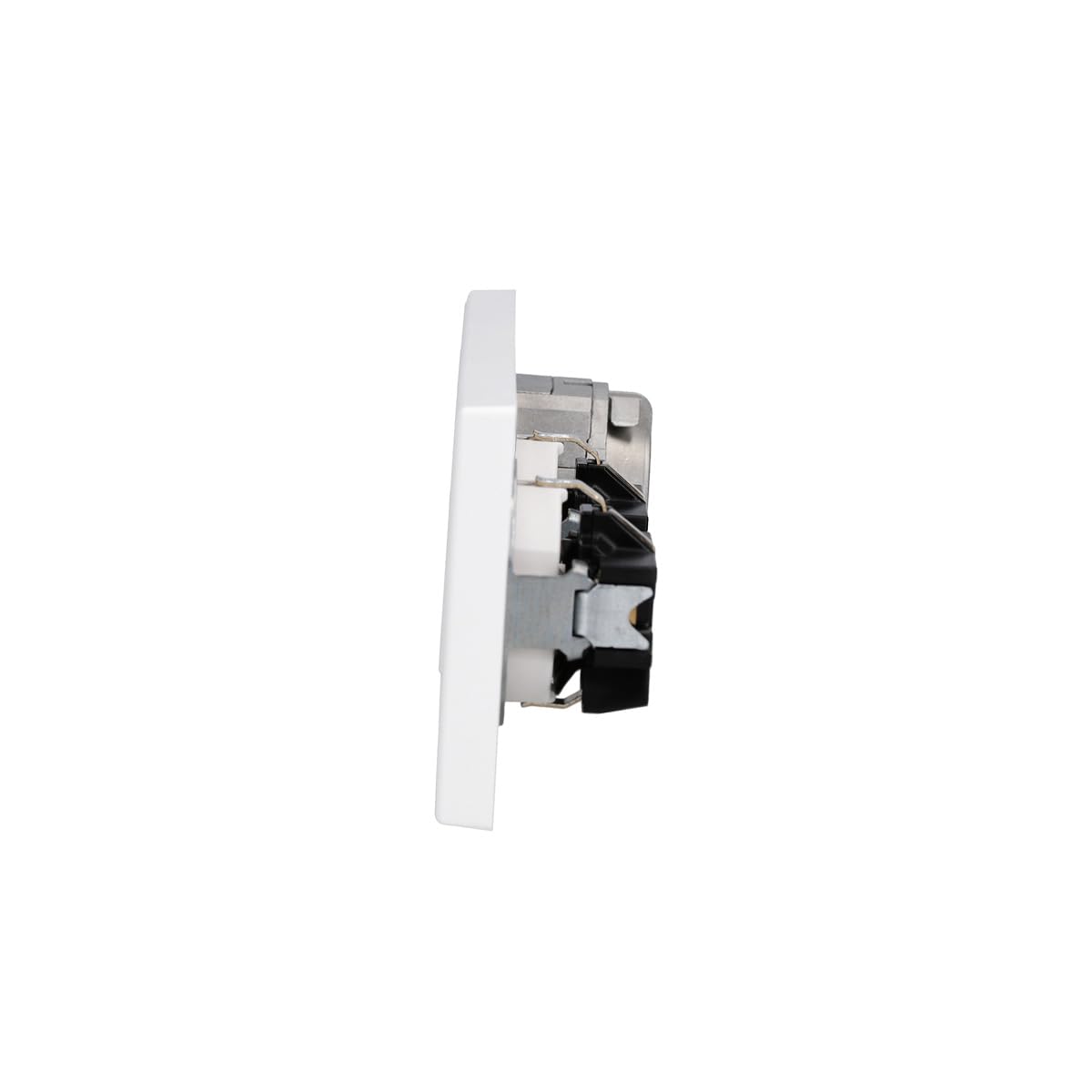 JUNG Serie LS Cat.6A Doppel-Netzwerkdose & 2 Steckdosen Schneeweiß Matt | Cat.6A UAE-Anschlussdose, LS969-2UAWWM Abdeckung, 2x LS1520WWM SCHUKO Steckdose, LS983WWM Rahmen 3-fach