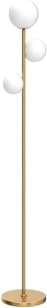 3 Globe Modern Floor Lamp, Mid-Century LED Tall Light with G9 Bulb, Adjustable Color Temperature, Standing Corner Lamp with Foot Switch for Bedroom, Living Room, Study and Office Golden