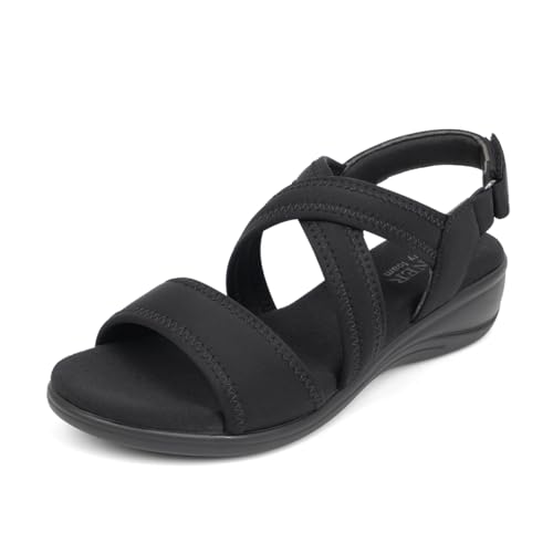 Women's Orthopedic Sandals Low Wedge Comfortable Walking Orthotic Arch Support Casual Sandals with Memory Foam