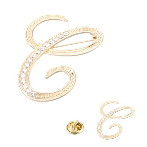 Image of PATIKIL Rhinestone Letter Brooch Pins, Initial Rhinestone Alphabet Letter Lapel Badges Pin for Women Men Suits Dress Coat