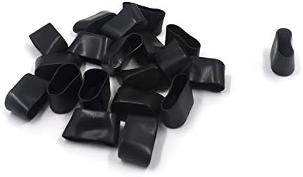 Geesatis 1.6" X 0.8" Black Furniture Feet Cover Table Chair Legs Pad Floor Protector, Oval, Rubber and PVC, 20 PCS