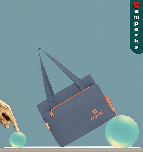 Image of Women Bag, Black with Turquoise Accents, Tote Bag with Multiple Zipper Pockets