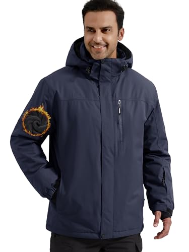 FREE SOLDIER Men's Waterproof Ski Snow Jacket Fleece Lined Warm