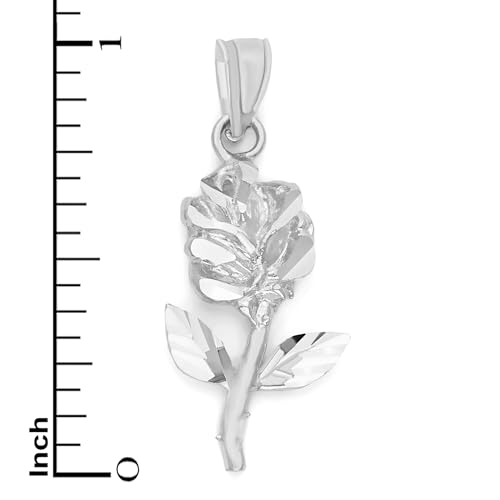 Solid 14k White Gold Rose Pendant - Romantic Symbol Jewelry4