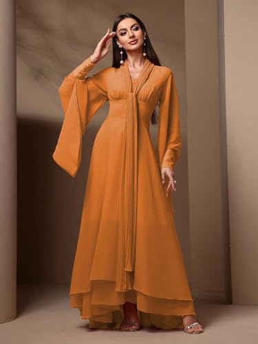 Image of TOLEEN Summer Floral Dresses for Women Long Sleeve Casual Style Beach Swing Dresses