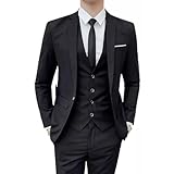 Terno Slim Masculino Executivo Kit Completo - Calça + Blazer + Colete (BR, Numérico, 50, Regular, Regular, Preto)