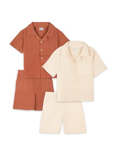 Image of Kidbea Organic Cotton Shirt & Pant Co-ord Set for Kids | Elegant & Comfortable Summer Wear | Stylish Half Sleeve Shirt with Bow & Comfy Shorts