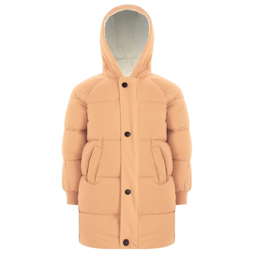 Loyan Toddler Boys Girls Thick Padded Coats Lightweight Winter Outerwear Hooded Puffer Jackets Orange 4-5 Years3