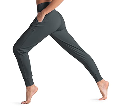 Wjustforu Women's Joggers Sweatpants High Waist Lounge Tapered Pants With Pockets Loose Track Cuff Leggings For Gym, Workout, Yoga ((Medium, Dark Gray) #TOP4