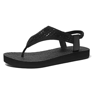 Josaywin Dames flipflops modieuze flipflops yoga, mat, platte zomersandalen, thuis, zacht, comfortabel, antislip, zomersandalen, voor reizen, zwart, bruin, grijs, 36-44