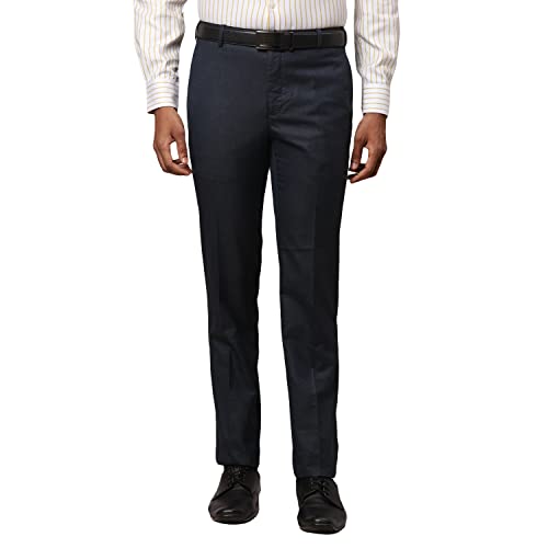 Image of Raymond Men's Polyviscose Blend Structure Pattern Slim Fit Flat Front Formal Trouser