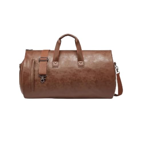 JSEIAJB Leather Duffle Bag Adjustable Strap Shoulder Handbag Waterproof Extra Large Weekender Bag with Shoes Compartment
