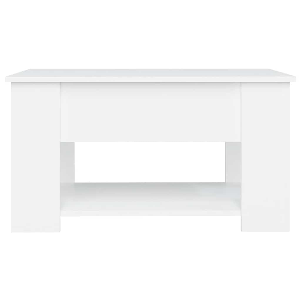 Tavolino da Salotto con Piano Sollevabile Bianco 79x49x41 cm