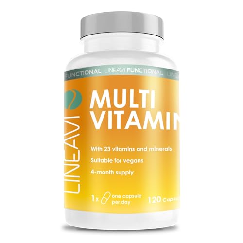 LINEAVI Multivitamin 120 vegane Kapseln (4-Monatsvorrat), hochdosiert mit 23 Vitaminen und Mineralstoffen von A-Z, unterstützt die normale Funktion des lmmunsystems, in Deutschland hergestellt LINEAVI Multivitamin 120 vegane Kapseln (4-Monatsvorrat), hochdosiert mit 23 Vitaminen und Mineralstoffen von A-Z, unterstützt die normale Funktion des lmmunsystems, in Deutschland hergestellt