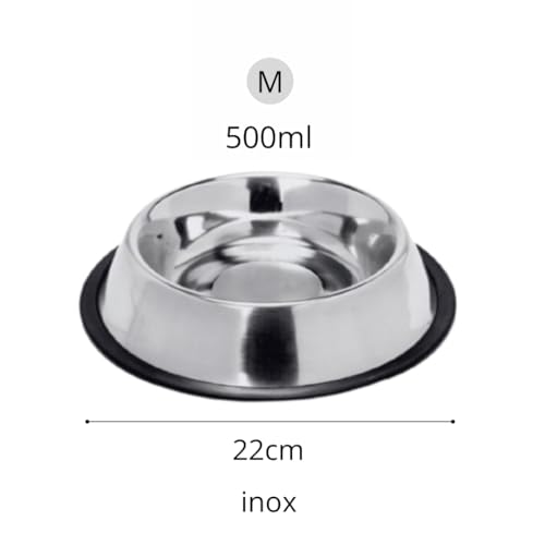 Comedouro e Bebedouro Vasilha Inox para Cães e Gatos - Tamanho M 500ml Resistente Mais Anti-derrapan