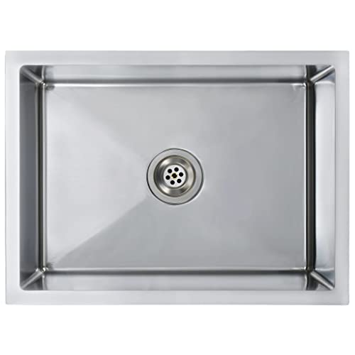 vidaXL Fregadero de Cocina Hecho a Mano Pila Lavabo Comedor Alberca Servicio Grifo Lavar Olla Platos Integrado Acero Inoxidable