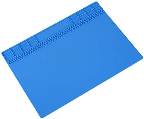 Zerone 350MM x 250MM Large Soldering Mat Anti-Static Silicone Pad 500℃ Heat Insulation Work Station Pad for BGA Soldering Iron Electronics PC (Dark Blue)