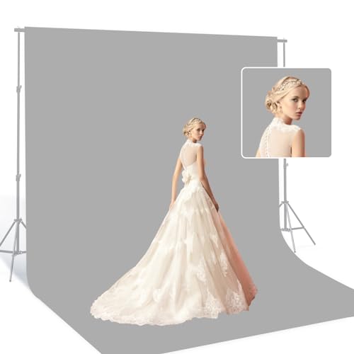 BEIYANG Hellgrauer 3 m x 6 m großer Bildschirmhintergrund für Fotografie, nicht reflektierender grauer Fotohintergrund für Portraitprodukte,...