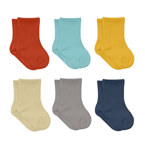 Image of bistyle Baby Grip Ankle Socks 6 Pairs | Newborn Infant Toddlers Socks Organic Cotton | Kids Boys Girls Ankle Socks