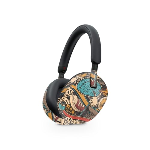 Image of MightySkins Skin Compatible with Sony WH-1000XM5 Headphones - Orange Hip Hop | Protective, Durable, and Unique Vinyl Decal wrap Cover | Easy to Apply, Remove, and Change Styles