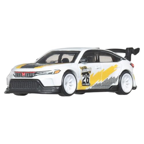 Image of Hot Wheels Premium Toy Cars, 1:64 Scale Kousoku Team Transport Hauler & Honda Civic Type R with Real Riders Tires & Metal /Metal Body & Chassis