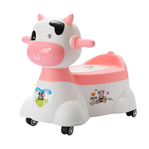 Gdsmtg Cute Cow Child Toilet, Baby Potty Training Chair Seat Multifunction Cartoon Car With Pulleys Portable (Color : Pink) #TOP30