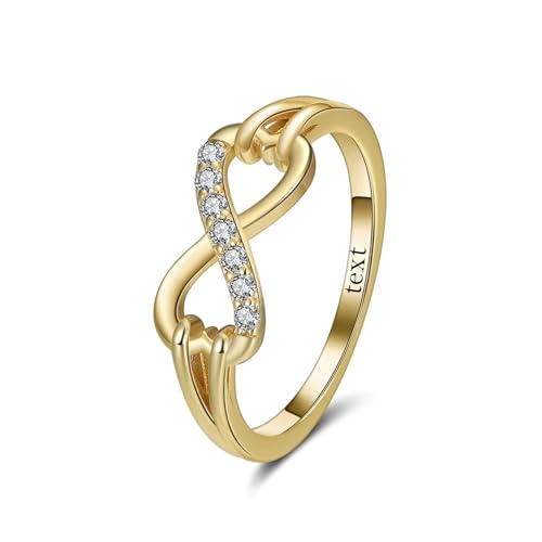 S925 Silver/10K/14K/18K Gold Infinity Diamond Ring Women Wedding Engagement Rings for Anniversary Valentine's Day (Gold)2