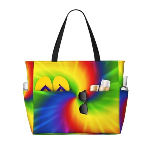Sac de plage tie-dye arc-en-ciel grand format pour vos journées ensoleillées et sorties été