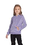 Bricnat Hoodie Mädchen Langarm Kapuzenpullover Kinder Sweatshirt Hoodies Einfarbig Kaputzenpulli Pullover Mit Taschen Lila 130
