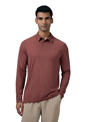 Image of TECHNOSPORT Mens Slim Fit Solid Full Sleeve Cotflex Polo T-Shirt for Regular and Casual Uses