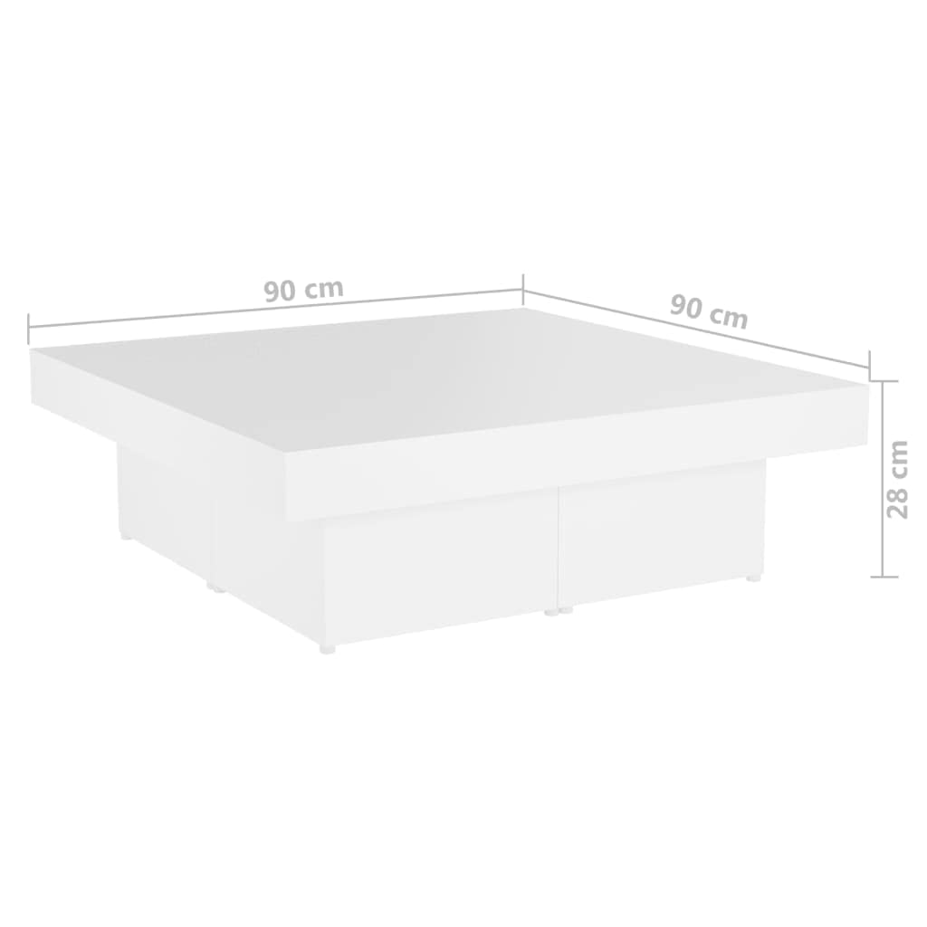 Couchtisch Weiß 90x90x28 cm Spanplatte