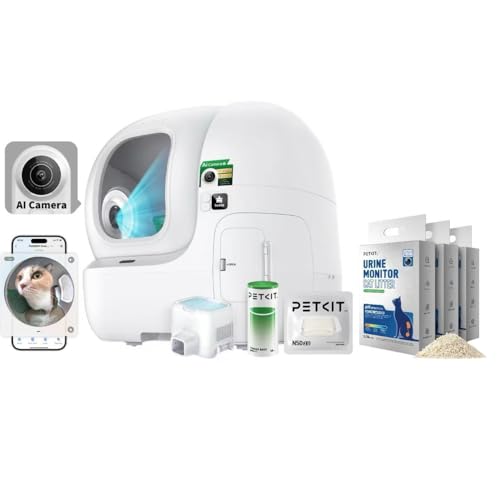 PETKIT PUROBOT MAX PRO AI-Camera Self Cleaning Cat Litter Box with 3 Bags Urine Monitor Litter, 5G WiFi/App Control/Odor-Free