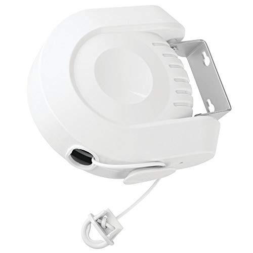 mDesign Tendedero extensible – Tendedero de pared para interior y exterior – Colgador de ropa extensible hasta 11,8 m para el baño, lavadero, jardín o de viaje – blanco