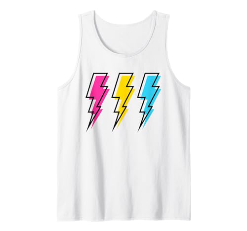 Pan Pride LGBT and LGBTQ Trendy Lightning Bolts Retro Groovy Tank Top