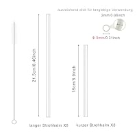 16 Glasstrohhalme spülmaschinenfest, Φ8mm dünne Trinkhalme wiederverwendbar – Ansicht 4