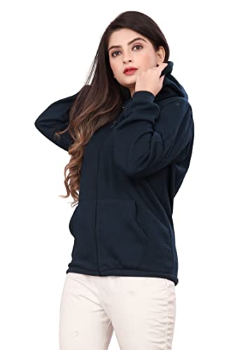 Image of More & More HOODMASTER Women's Fleece Hoodie Sweatshirt with Zip Pockets Full Sleeves Regular Fit Solid Pattern Hooded Neck and Standard Length | Comfortable Fleece Hoodie for Women
