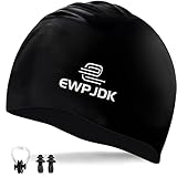 EWPJDK Swim Cap for Women Men Swimming Cap for Women Swim Caps for Women Swimming (Black)