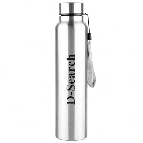 Image of D-Search Stainless Steel Water Bottle 1000 ml Pack of 3 | Fridge Water Bottle | Leak Proof Lid,Rust Resistant, Food Grade Steel, BPA Free, Reusable Water Bottle for School, Office, Gym, Home & Travel