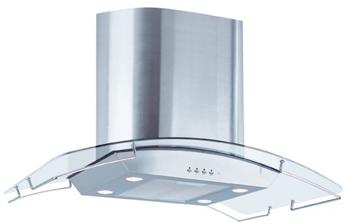 Air King IBIZ36GL 36-Inch Ibiza Chimney Style Island Mount Range Hood with Glass Canopy, Stainless Steel