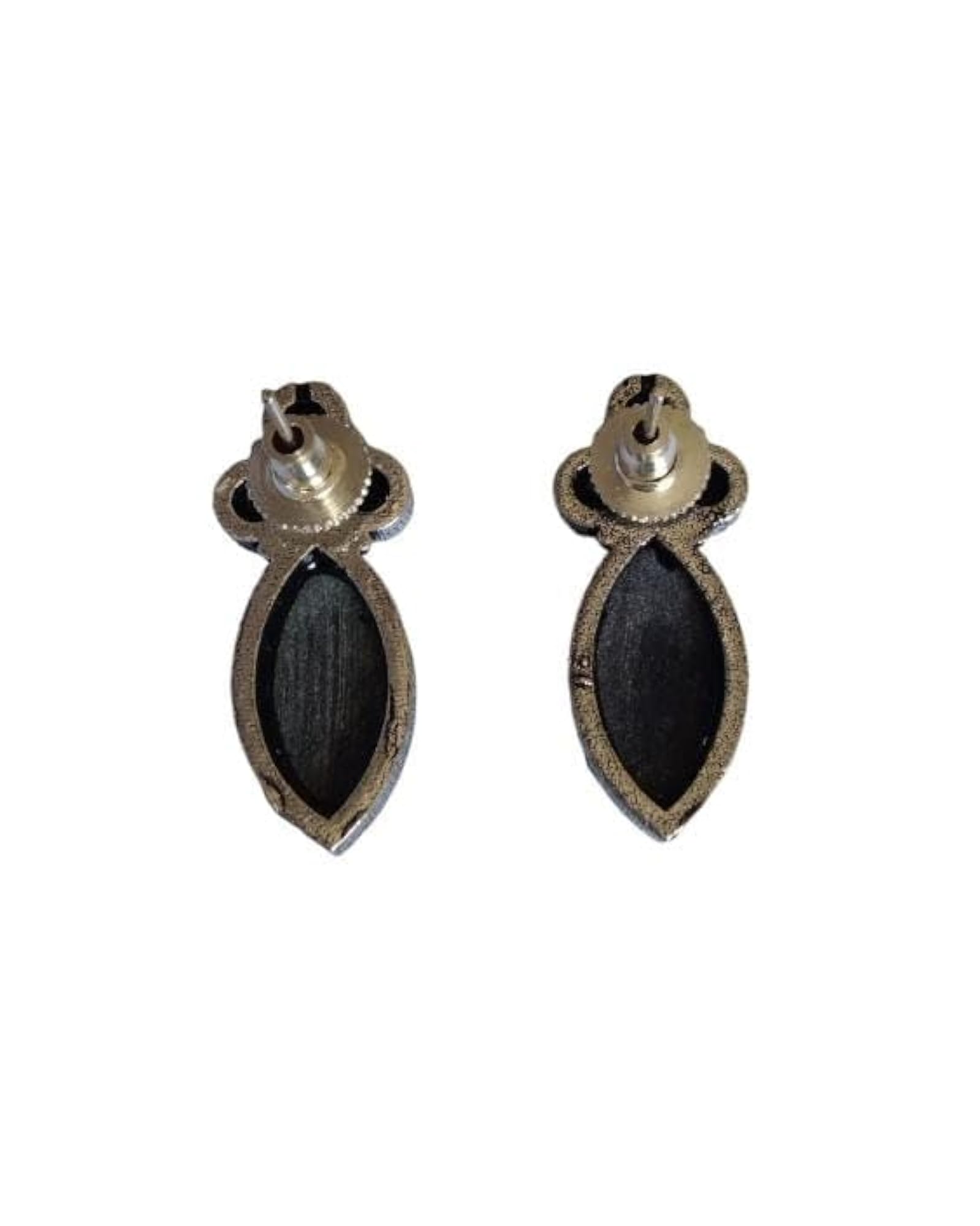 Tear Drop Crystal Stud Earrings, Oxidised Silver Design