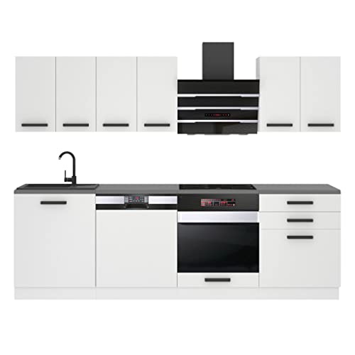 Belini Küchenzeile Küchenblock Susan - Küchenmöbel 240 cm Einbauküche Vollausstattung ohne...