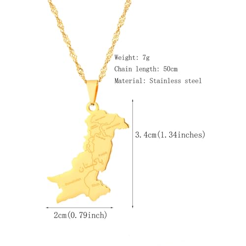 Fashion Stainless Steel Pakistan Map Pendant Necklace2