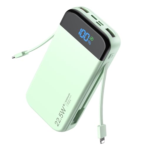 LENGSUM Portable Charger 32000mAh 22.5W Built-in Cables USB...