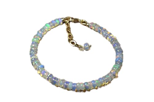 Bracelet opale ajustable contre les allergies au nickel perles lisses confort