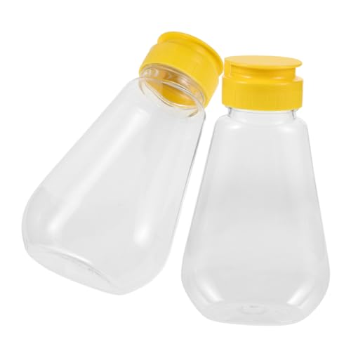 BEBEMOKO Dispensador de Miel y Botellas Exprimibles de Plástico Flexibles Tapa Abatible, Recipientes Recargables para Salsa, Mostaza y Aderezo en Cocina y Mesa